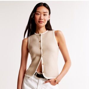 Abercrombie & Fitch Cream Sleeveless Top